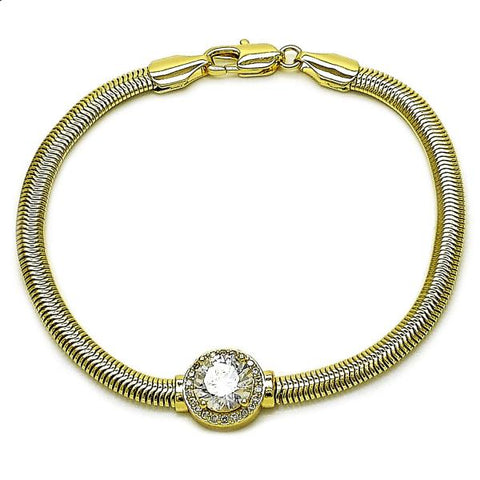 Pulsera Elegante 03.213.0368.07 Oro Laminado, Diseño de Cola de Raton y Cluster, Diseño de Cola de Raton, con Zirconia Cubica Blanca y Micro PaveBlanca, Pulido, Dorado