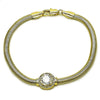Pulsera Elegante 03.213.0368.07 Oro Laminado, Diseño de Cola de Raton y Cluster, Diseño de Cola de Raton, con Zirconia Cubica Blanca y Micro PaveBlanca, Pulido, Dorado