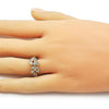 Anillo Multi Piedra 01.266.0061 Oro Laminado, Diseño de Oja y Baguette, Diseño de Oja, con Zirconia Cubica Blanca y Micro PaveBlanca, Pulido, Dorado