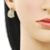 Argolla Huggie 02.283.0289.20 Oro Laminado, Diseño de Oja, con Zirconia Cubica Blanca, Pulido, Dorado