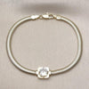 Pulsera Elegante 03.213.0367.08 Oro Laminado, Diseño de Cola de Raton, con Zirconia Cubica Blanca, Pulido, Dorado