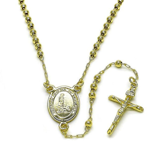 Rosario Fino 09.213.0051.18 Oro Laminado, Diseño de Guadalupe y Cruz, Diseño de Guadalupe, Pulido, Dorado