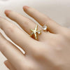 Anillo Multi Piedra 01.341.0174 Oro Laminado, Diseño de Estrella, con Zirconia Cubica Blanca, Pulido, Dorado