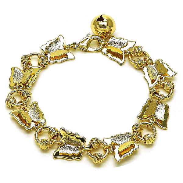Pulsera Elegante 03.331.0324.08 Oro Laminado, Diseño de Mariposa, Mate, Dorado
