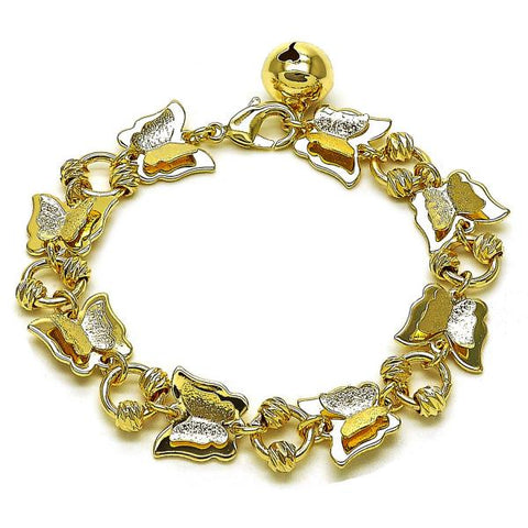 Pulsera Elegante 03.331.0324.08 Oro Laminado, Diseño de Mariposa, Mate, Dorado