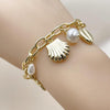 Pulsera de Dije 03.213.0373.07 Oro Laminado, Diseño de Concha y Estrella, Diseño de Concha, con Perla Marfil, Pulido, Dorado