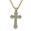 Dije Religioso 05.102.0050 Oro Laminado, Diseño de Cruz, con Micro Pave Blanca, Pulido, Dorado