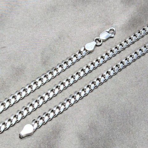 Pulsera Básica 03.420.0006.09 Plata Rodinada, Diseño de Miami Cubana, Pulido, Plateado
