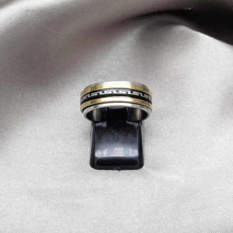 Anillo de Hombre 01.63.0687.07 Acero Inoxidable, Diseño de Triple, Esmaltado Azul, Dorado