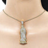 Dije Religioso 05.253.0197.1 Oro Laminado, Diseño de Guadalupe, con Zirconia Cubica Blanca, Pulido, Dorado