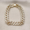 Pulsera Elegante 03.283.0492.07 Oro Laminado, Diseño de Miami Cubana, con Zirconia Cubica Blanca, Pulido, Dorado