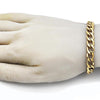 Pulsera Básica 03.256.0013.09 Acero Inoxidable, Diseño de Cubana, Pulido, Dorado