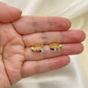 Argolla Huggie 02.381.0011.1.12 Oro Laminado, Diseño de Baguette, con Zirconia Cubica Multicolor, Pulido, Dorado