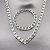 Collar y Pulso 06.116.0028 Acero Inoxidable, Diseño de Cubana Pave, Diamantado, Acero