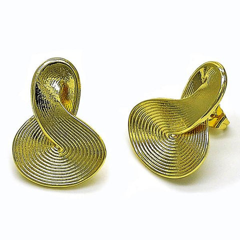Arete Dormilona 02.156.0713 Oro Laminado, Diseño de Infinito y Concha, Diseño de Infinito, Diamantado, Dorado