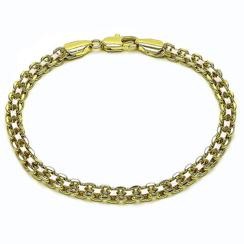 Pulsera Básica 03.213.0354.07 Oro Laminado, Diseño de Bismarco, Pulido, Tricolor