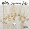 Kit Surtido de 15 Juegos de Aretes, Dijes y Collares con Zirconia Blanca de Oro Laminado al por mayor — SKU 139576