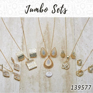 Kit Surtido de 15 Juegos de Aretes, Dijes y Collares Jumbo de Oro Laminado al por mayor — SKU 139577