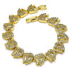 Pulsera Elegante 03.346.0017.07 Oro Laminado, Diseño de Corazon, con Micro Pave Blanca, Pulido, Dorado