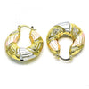 Argolla Mediana 02.170.0412.30 Oro Laminado, Diseño de Hueco, Diamantado, Tricolor
