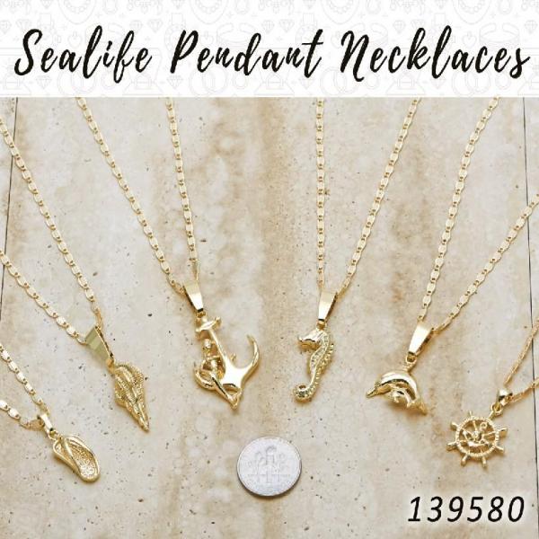 Kit Surtido de 25 Collares con Dijes de Vida Marina de Oro Laminado al por mayor — SKU 139580