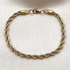 Pulsera Básica 03.435.0005.09 Acero Inoxidable, Diseño de Rope, Pulido, Dorado
