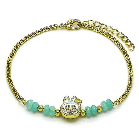 Pulsera Elegante 03.213.0391.1.07 Oro Laminado, con Cristal Turquoise, Esmaltado Turquesa, Dorado