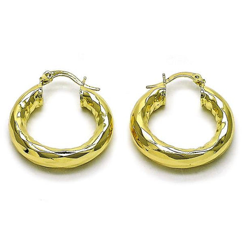 Argolla Pequeña 02.213.0811.25 Oro Laminado, Diseño de Hueco, Diamantado, Dorado