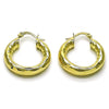 Argolla Pequeña 02.213.0811.25 Oro Laminado, Diseño de Hueco, Diamantado, Dorado