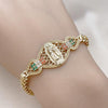 Pulsera Elegante 03.283.0402.07 Oro Laminado, Diseño de Guadalupe y Flor, Diseño de Guadalupe, con Zirconia Cubica Multicolor, Pulido, Dorado