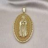 Dije Religioso 05.411.0009 Oro Laminado, Diseño de Guadalupe, Diamantado, Dorado