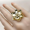 Anillo Elegante 01.213.0069 Oro Laminado, Diseño de Flor, Diamantado, Dorado