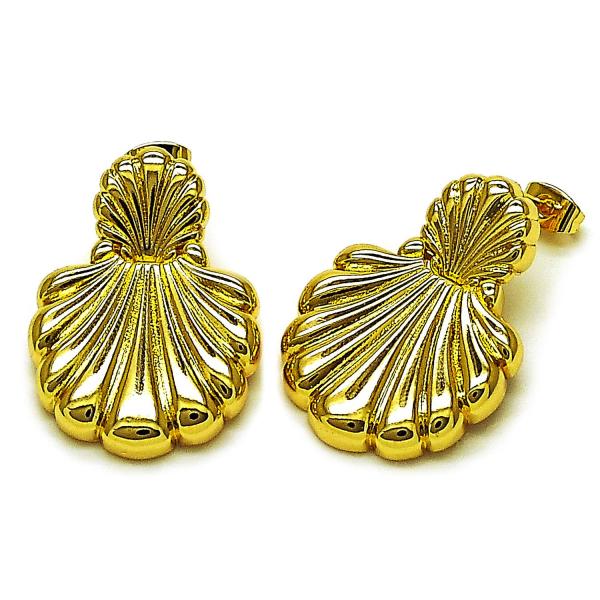 Arete Dormilona 02.282.0052 Oro Laminado, Diseño de Concha, Pulido, Dorado