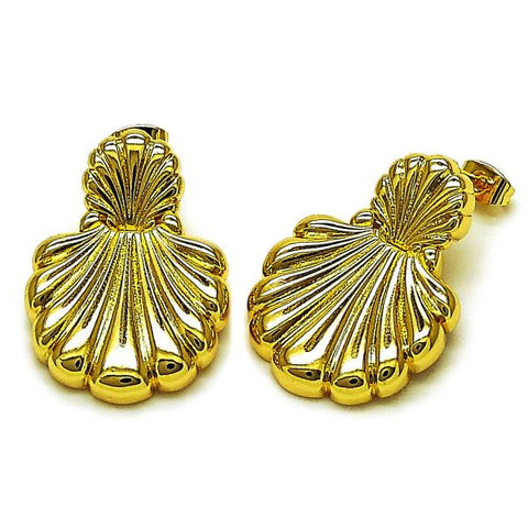 Arete Dormilona 02.282.0052 Oro Laminado, Diseño de Concha, Pulido, Dorado