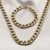 Collar y Pulso 06.257.0003 Acero Inoxidable, Diseño de Cubana, Pulido, Dorado