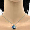 Collares con Dije 04.239.0001.16 Rodio Laminado, Diseño de Corazon, con Cristales de Swarovski Bermuda Blue y Micro PaveBlanca, Pulido, Rodinado