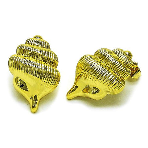 Arete Dormilona 02.156.0733 Oro Laminado, Diseño de Caracol, Pulido, Dorado