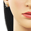 Arete Dormilona 02.310.0110 Oro Laminado, Diseño de Estrella, con Micro Pave Blanca y Zirconia CubicaBlanca, Pulido, Dorado