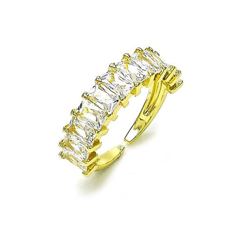 Anillo Multi Piedra 01.102.0009.2 Oro Laminado, Diseño de Baguette, con Zirconia Cubica Blanca, Pulido, Dorado