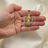 Dije Religioso 05.380.0159.1 Oro Laminado, Diseño de San Judas, con Zirconia Cubica Multicolor, Pulido, Dorado