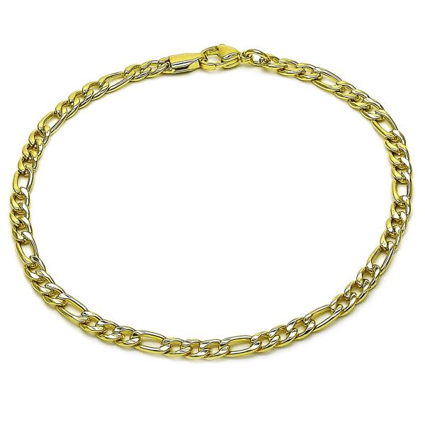 Tobillera Básica 03.383.0035.10 Oro Laminado, Diseño de Figaro, Pulido, Dorado