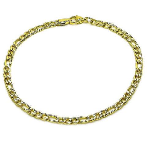 Tobillera Básica 03.383.0035.10 Oro Laminado, Diseño de Figaro, Pulido, Dorado
