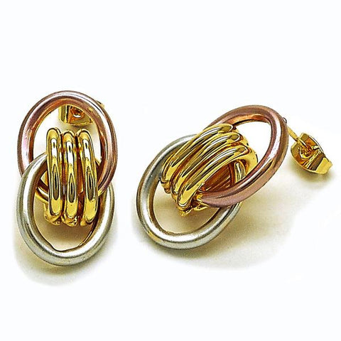 Arete Dormilona 02.196.0152.1 Oro Laminado, Diseño de Hueco, Pulido, Tricolor