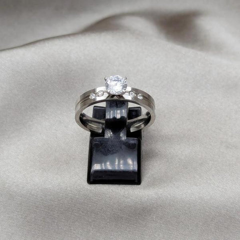 Anillo Elegante 01.63.0665.09 Acero Inoxidable, con Zirconia Cubica Blanca, Pulido, Acero