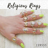 Kit Surtido de 20 Anillos con Motivos Religiosos de Oro Laminado al por mayor — SKU 139555