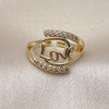 Anillo Multi Piedra 01.310.0042 Oro Laminado, Diseño de Amor, con Zirconia Cubica Blanca, Pulido, Dorado