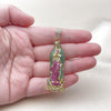 Dije Religioso 05.253.0197 Oro Laminado, Diseño de Guadalupe, con Zirconia Cubica Multicolor, Pulido, Dorado