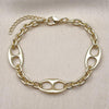 Pulsera Elegante 03.213.0385.07 Oro Laminado, Diseño de Mariner y Rolo, Diseño de Mariner, Pulido, Dorado