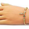 Pulsera Bolo Ajustable 03.341.0237.11 Oro Laminado, Diseño de San Judas y Cruz, Diseño de San Judas, Pulido, Dorado