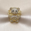 Anillo Multi Piedra 01.284.0108 Oro Laminado, Diseño de Osito y Baguette, Diseño de Osito, con Zirconia Cubica Blanca y Micro PaveBlanca, Pulido, Dorado